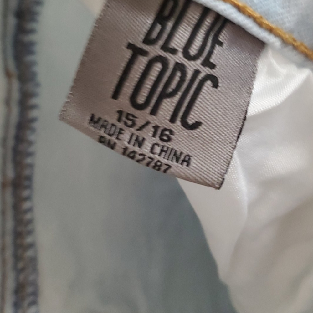 Blue Topic Distressed Denim Fishnet Shorts - Picture 3 of 6